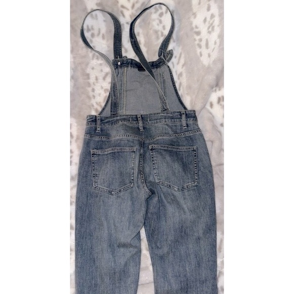 Free People Denim Overalls Women Size 25 Blue Cotton Blend Stretch Straight Leg - Picture 2 of 14